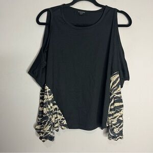 All Saints Black Top with Cream Pattern